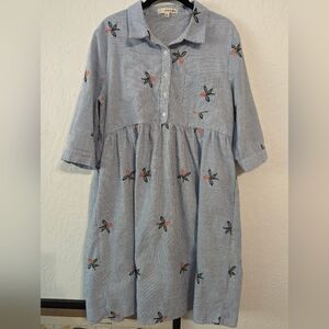 Embroidered shirt dress